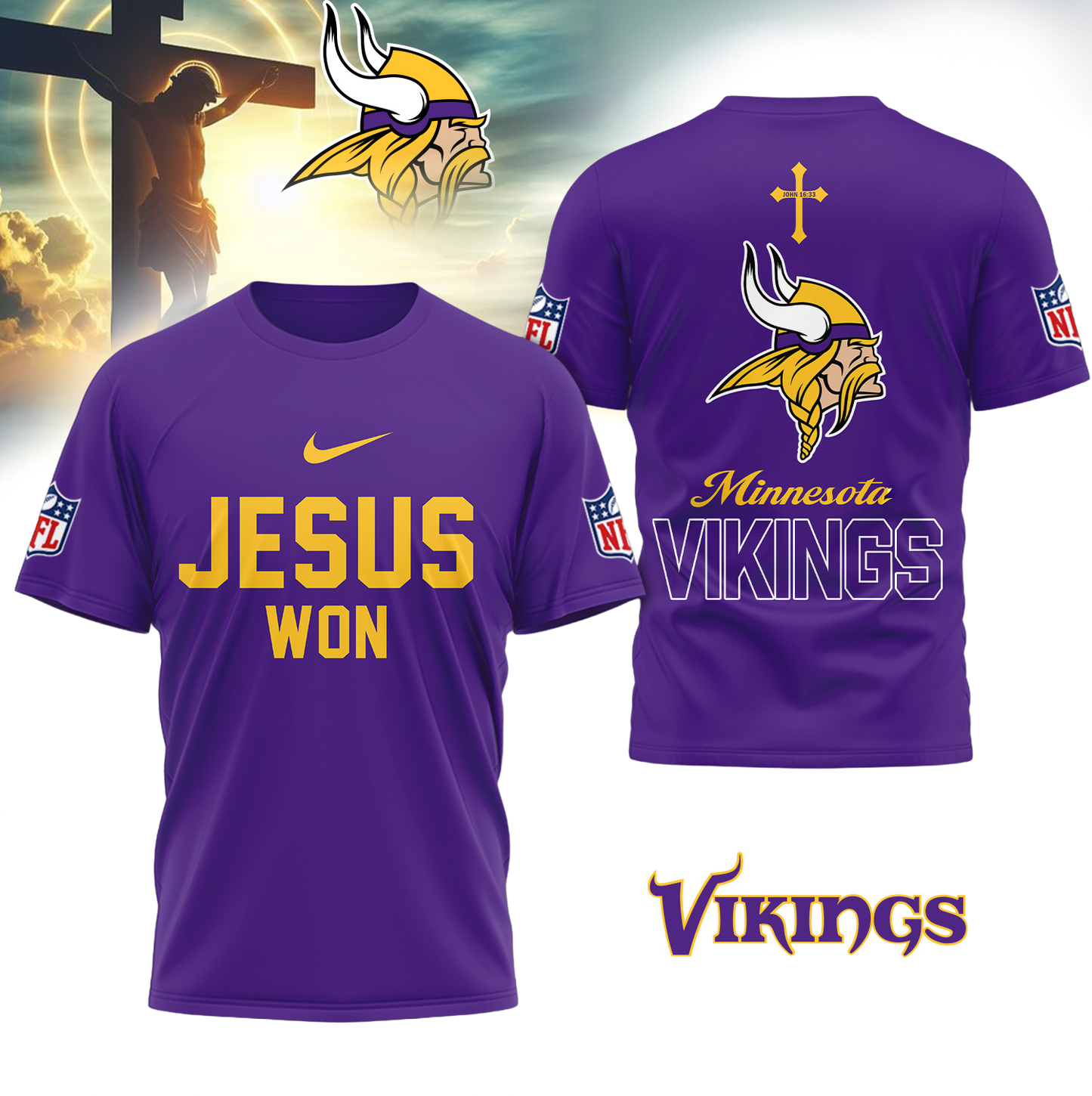 Minnesota Vikings | Premium Jesus Won Tshirt