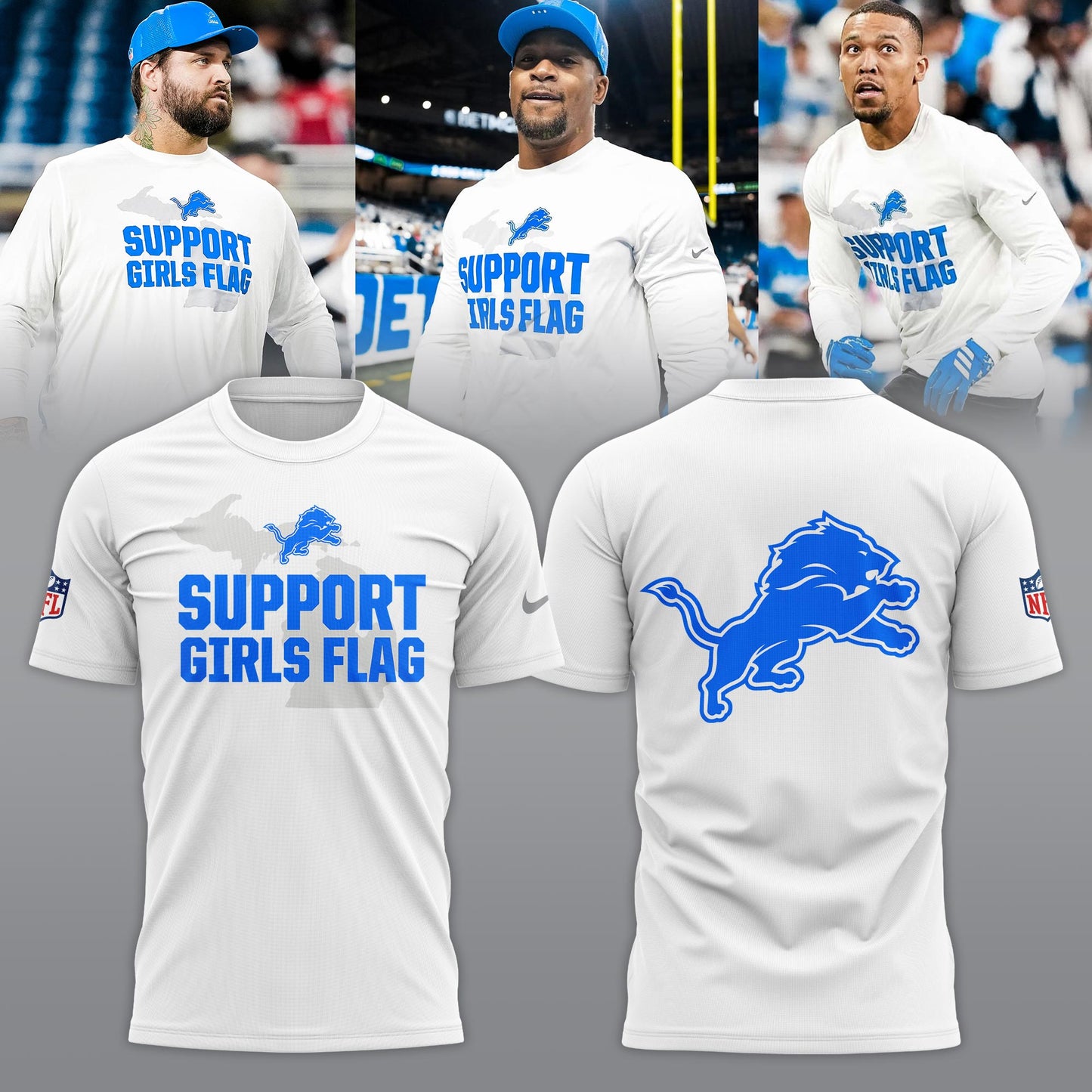 _ .Detroit Lions “Support Girls Flag” Limited Edition T-shirt