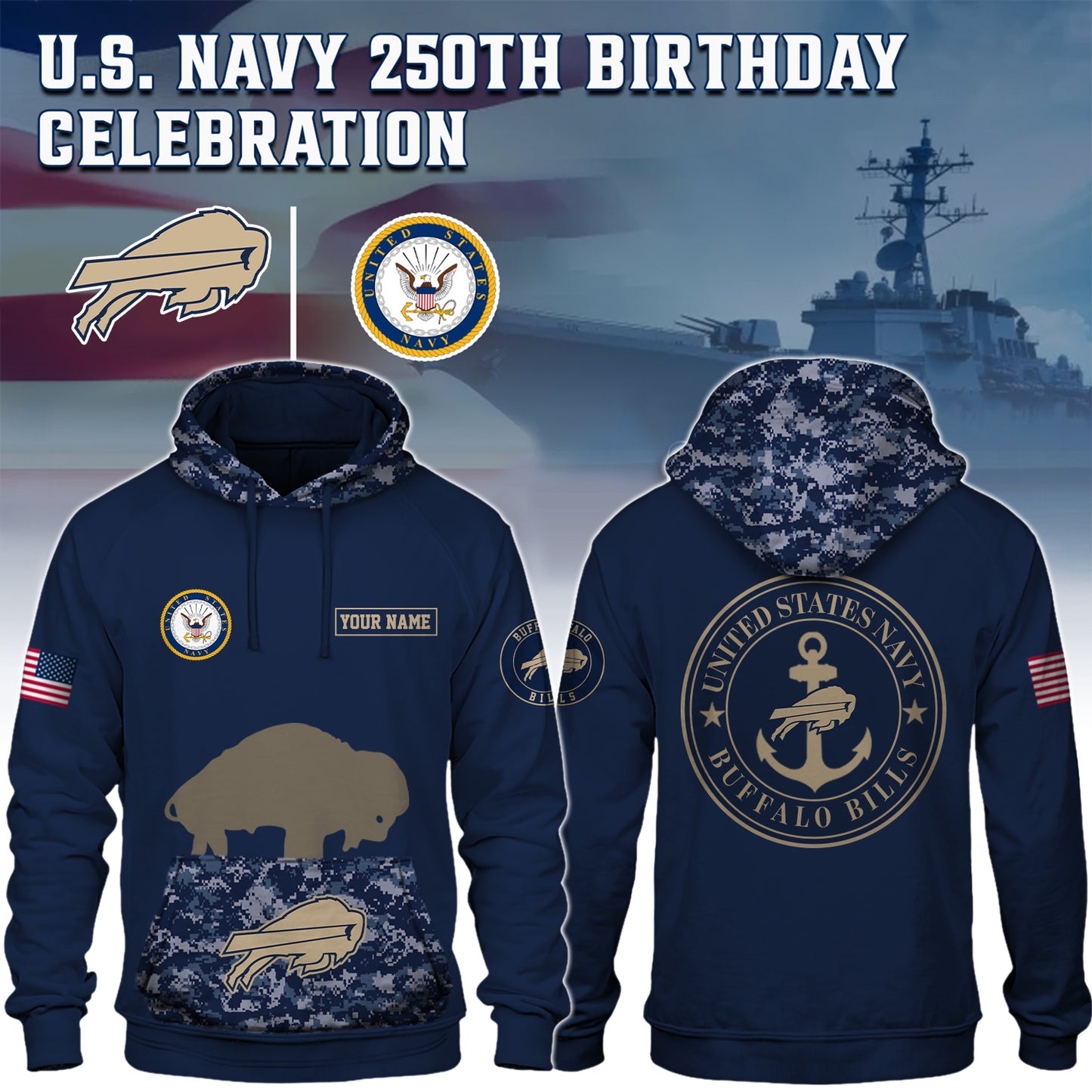 Buffalo Bills x U.S Navy Special Edition Hoodie-3D Unisex Hoodie