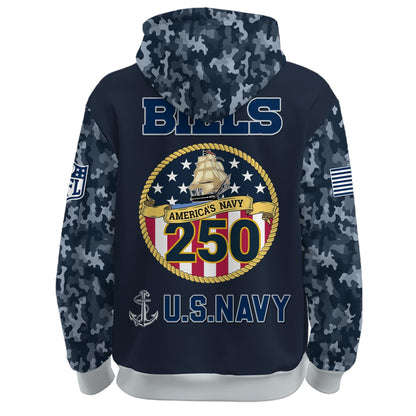 Buffalo Bills Navy 250th Birthday Hoodie Limited Edions