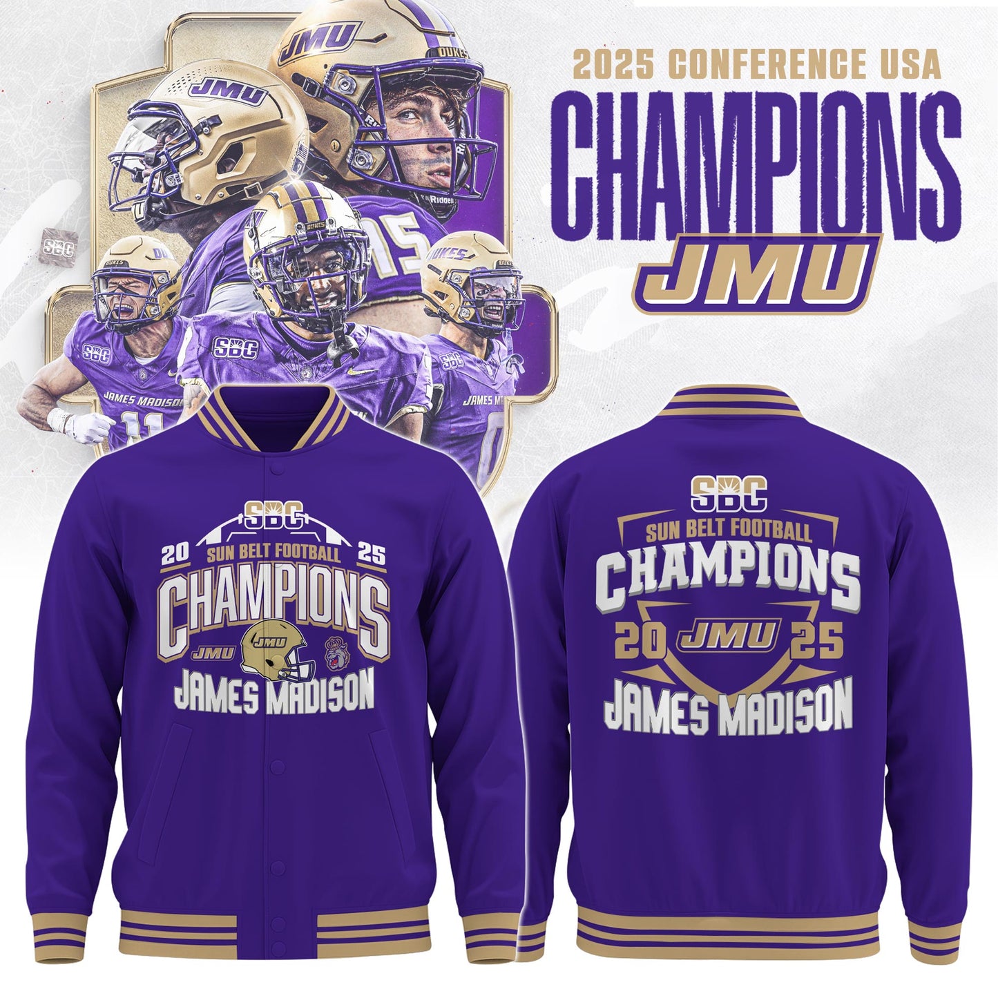 .JMU 2025 Sun Belt Football Champions Bomber Limited Edition