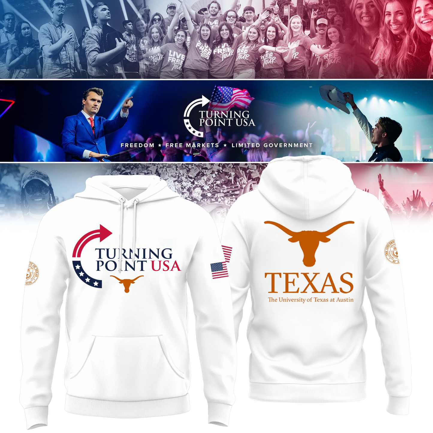 2025 Texas Longhorns University x Turning Point USA Hoodie