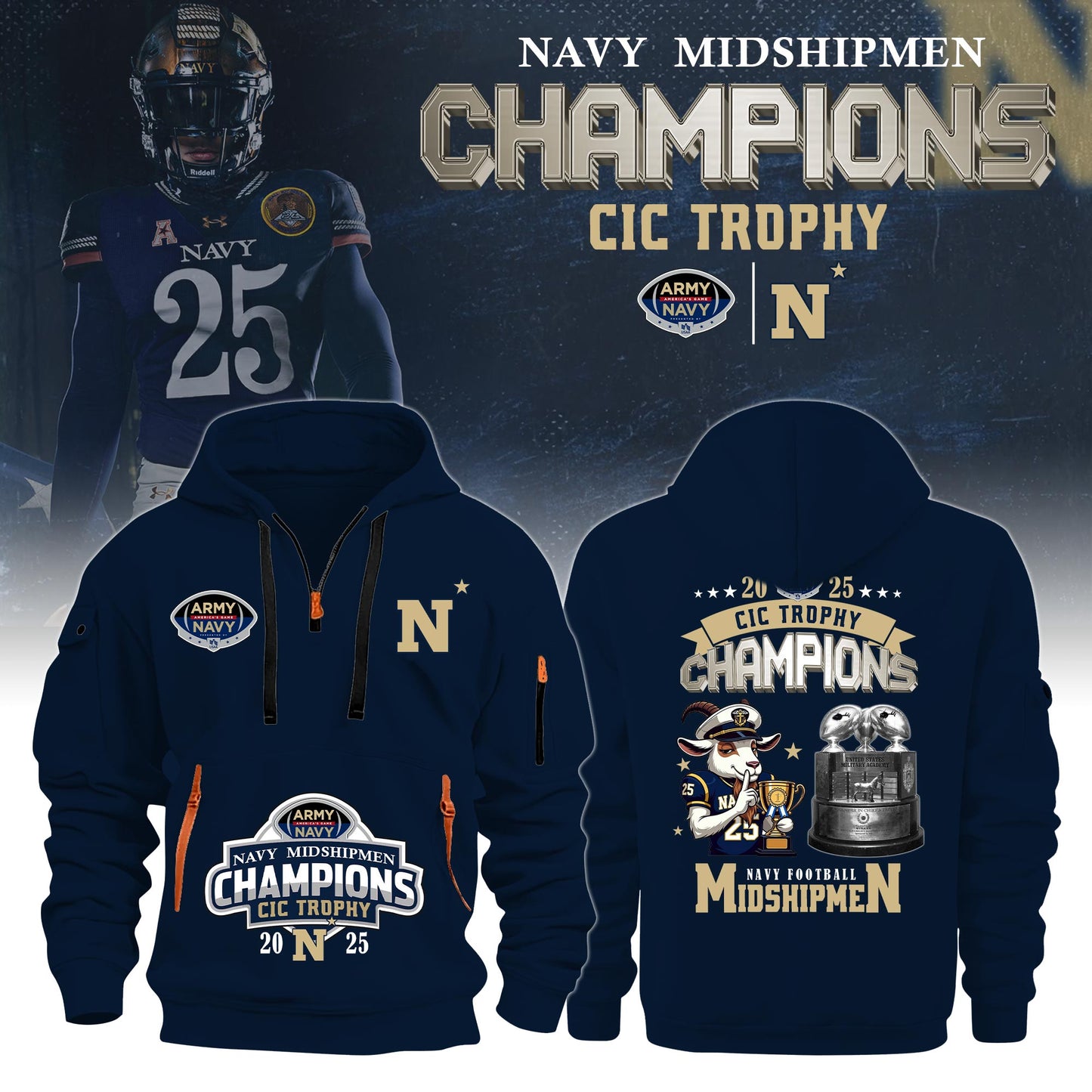 Navy Champions Cic Trophy Limited Edition Hoodie 2025