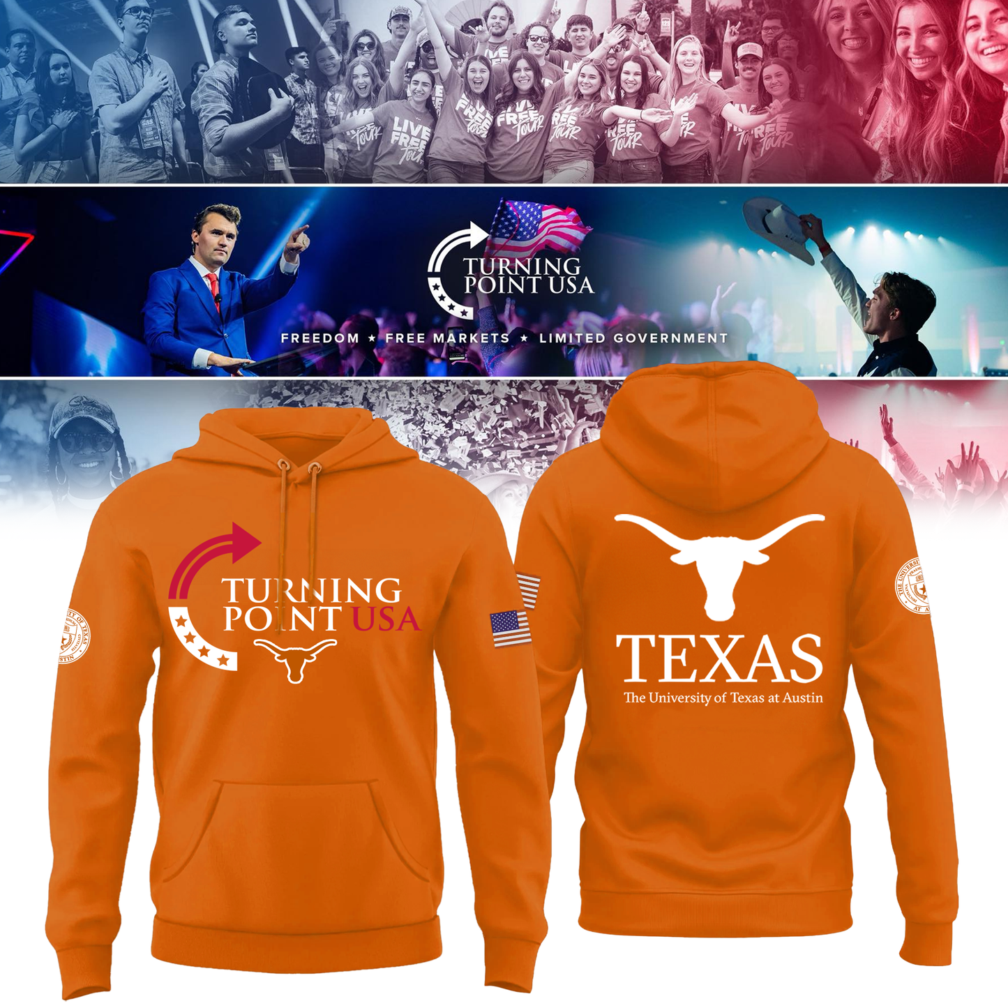 2025 Texas Longhorns University x Turning Point USA Hoodie