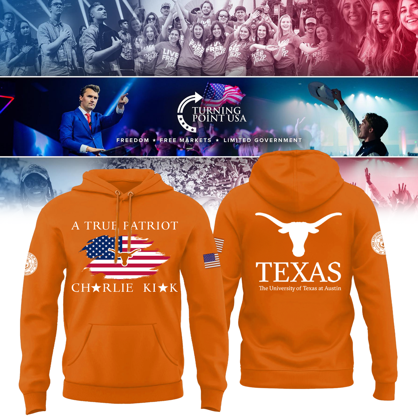 2025 Texas Longhorns University x Turning Point USA Hoodie
