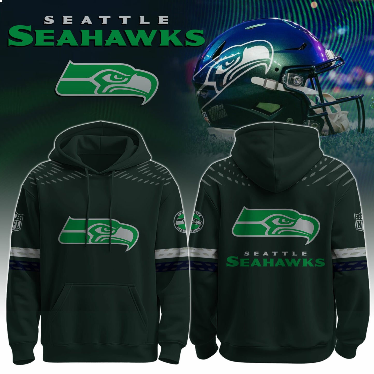 Unisex Seahawks Helmet Inspired Hoodie