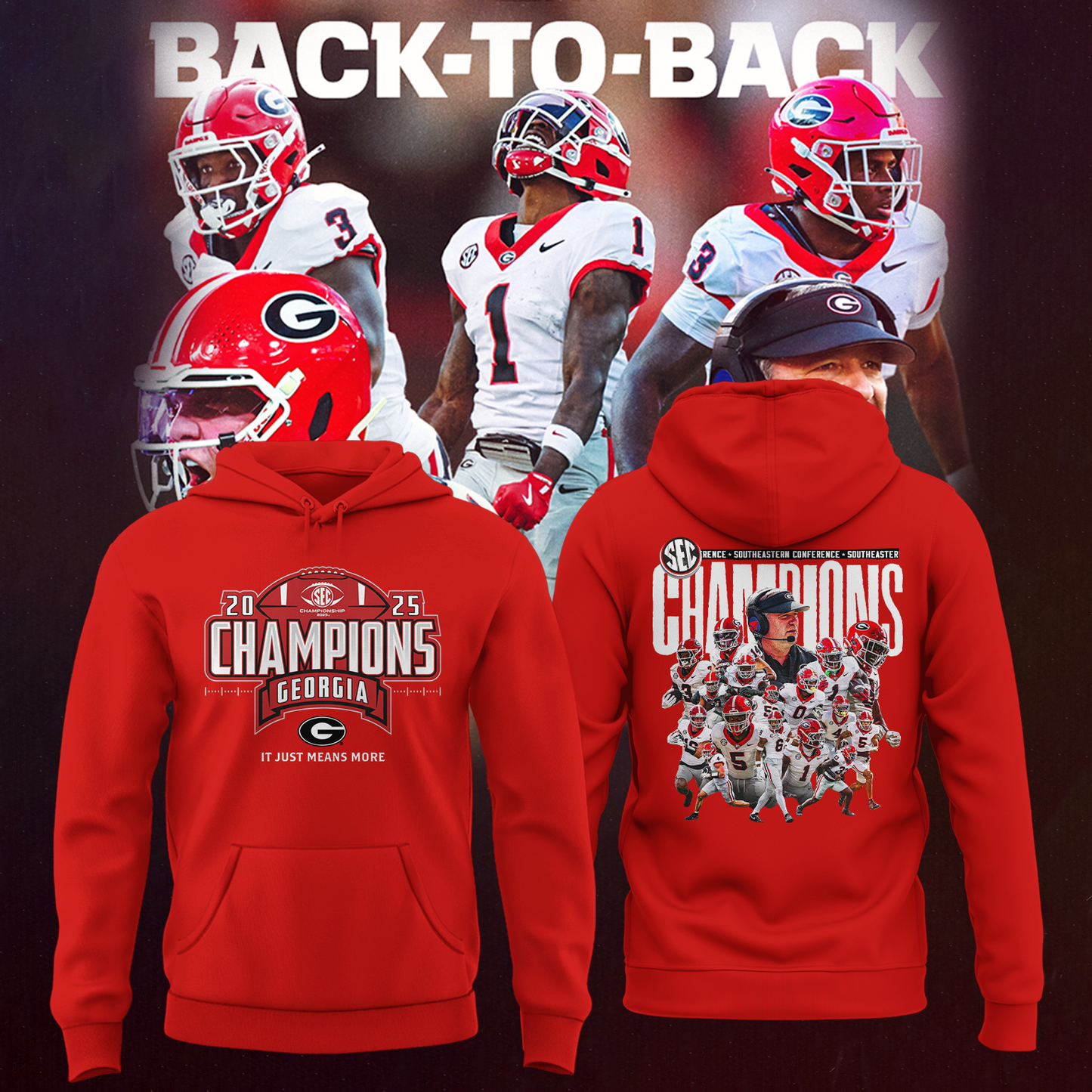 UGA 2025 SEC Football Conference Champions Hoodie Limited Edition