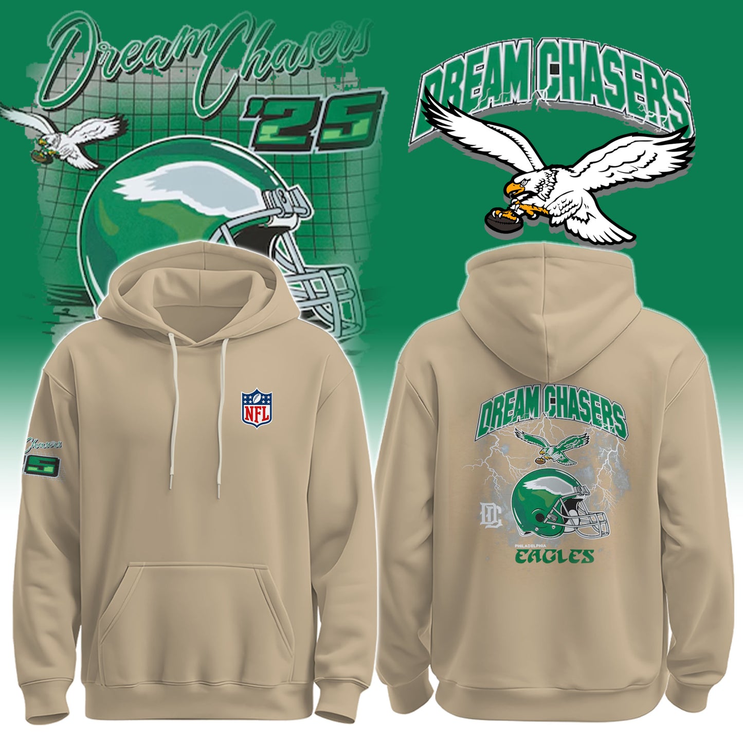 .PHI x Chase the Dream Khaki Lightning Hoodie