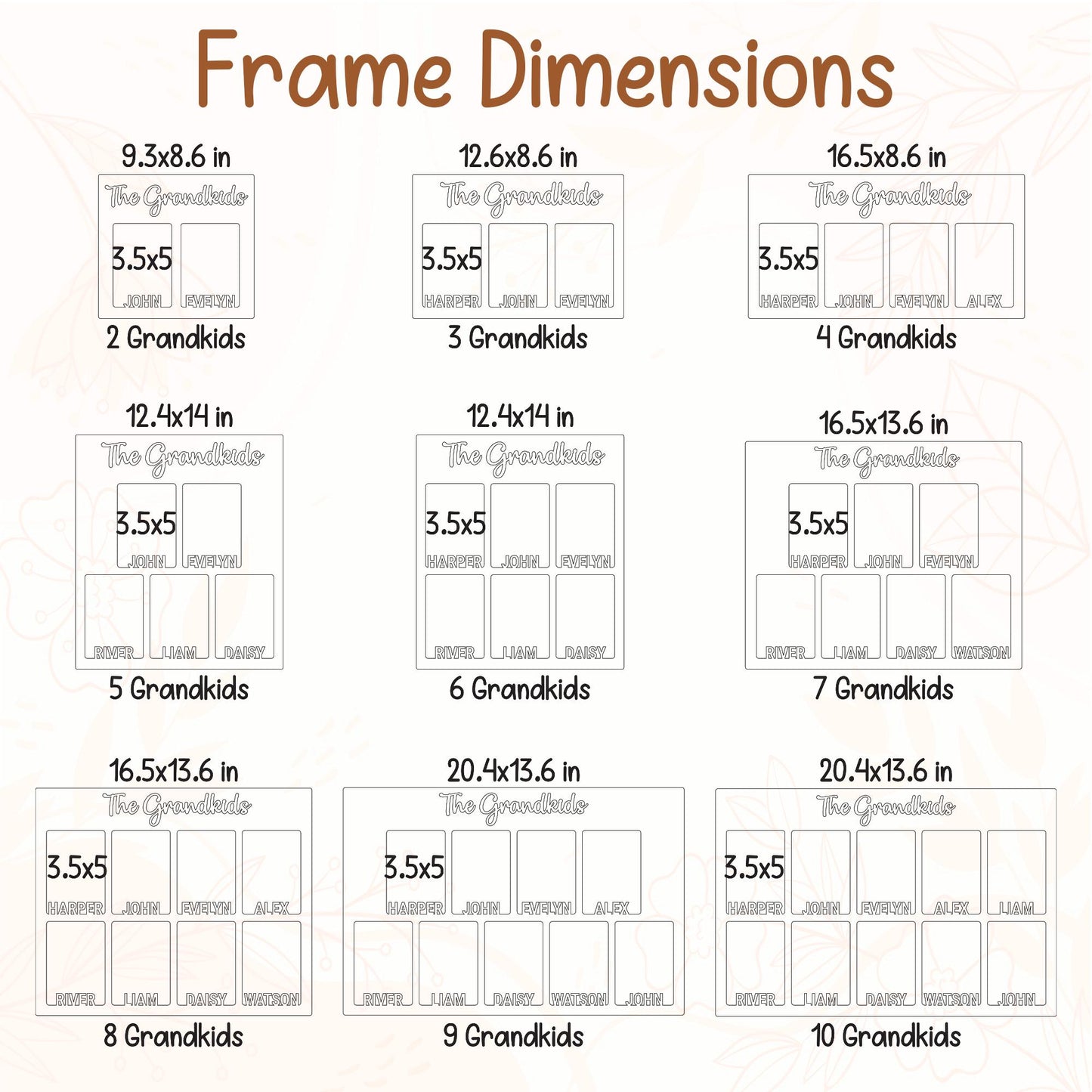 Grandchildren Picture Frame, Personalized with names, 2-10 kids, Grandkid photos, Grandparents Gift, Mother's Day Gifts