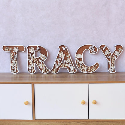 Wildflower Nursery Name Sign - Floral Wall Letters - 3D Wooden Wall Art - Baby Girl Room Decor - Baby Shower Gift - Baby Girl Gifts