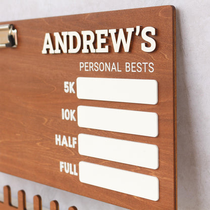 Running Medal and Personal Bests Display Board | Personal Bests Chalkboard Design | Running Medal and Bib Display Rack | Gifts for Runners