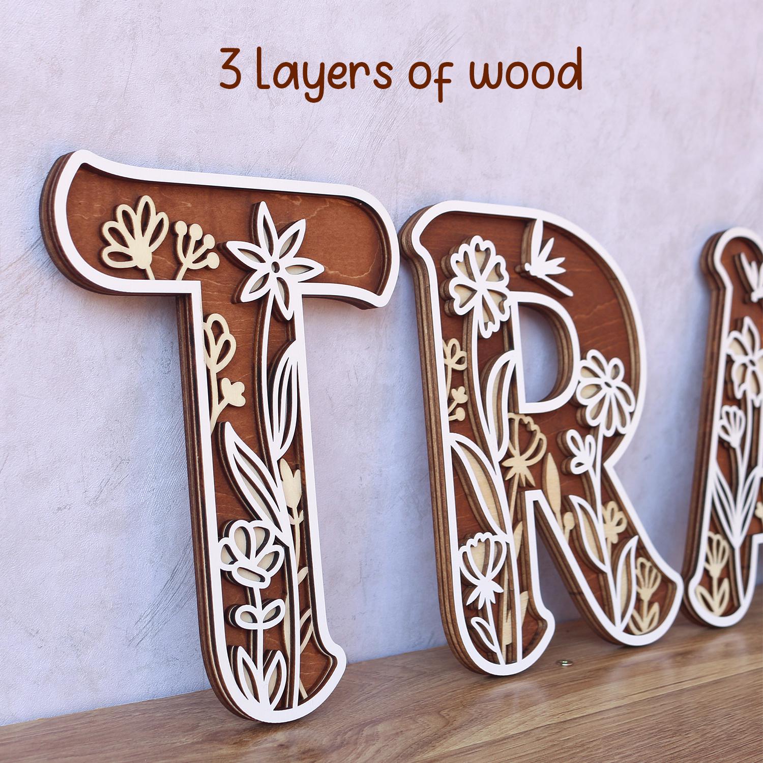 Wildflower Nursery Name Sign - Floral Wall Letters - 3D Wooden Wall Art - Baby Girl Room Decor - Baby Shower Gift - Baby Girl Gifts