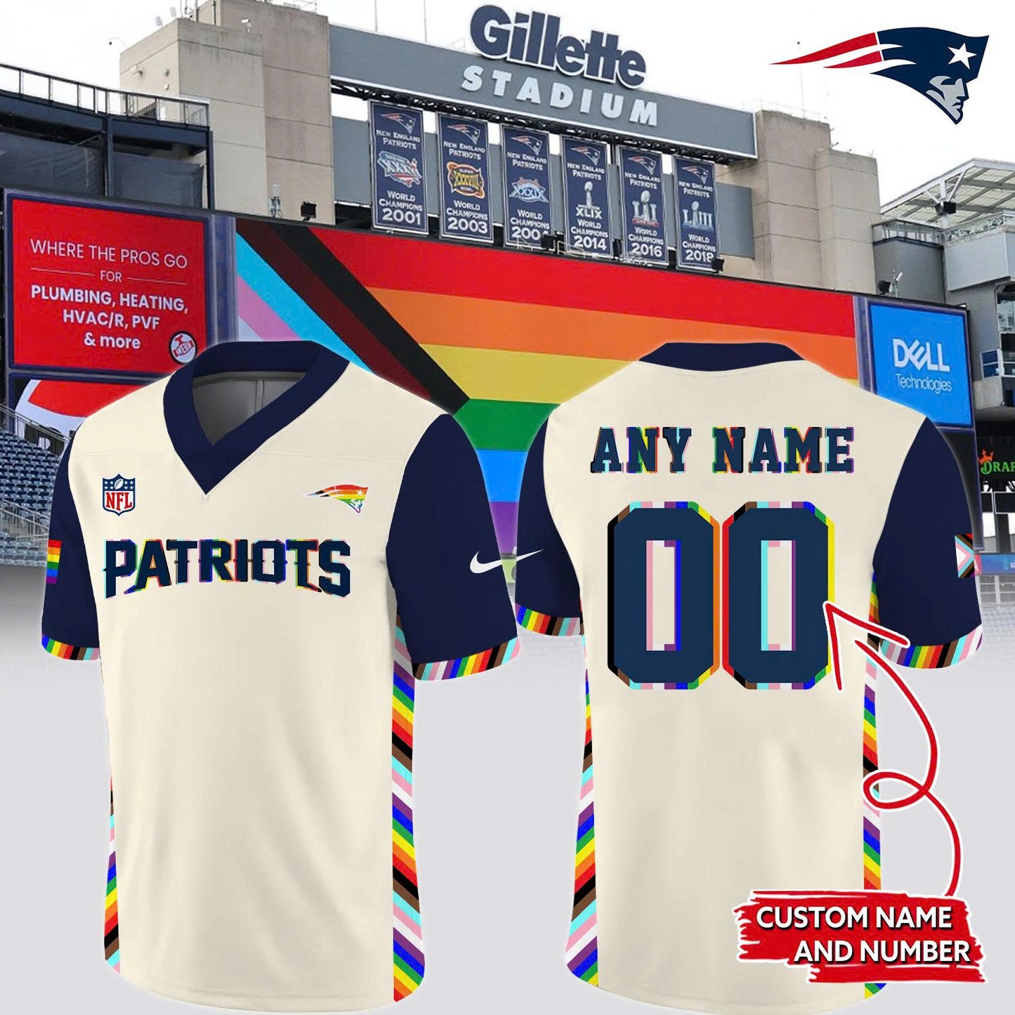 Special New Pride Patriots Logo Football Jersey Custom Name Numbers