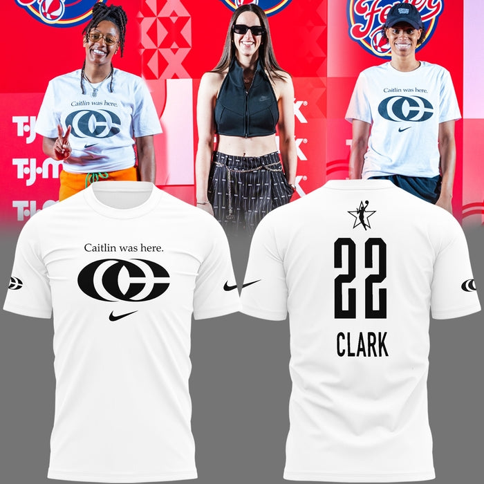 Caitlin Was Here Shirt - Caitlin Clark - Her Logo New White Shirt Indiana Fever WNBA T-Shirt