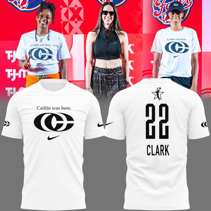 Caitlin Was Here Shirt - Caitlin Clark - Her Logo New White Shirt Indiana Fever WNBA T-Shirt
