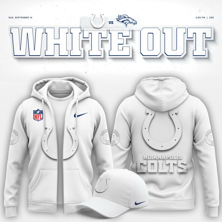 Indianapolis Colts "White Out" Zip Hoodie V2