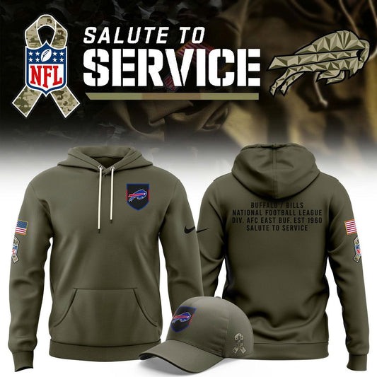 Buffalo Bills Olive 2025 Salute to Service Sideline Standard Issue Hoodie