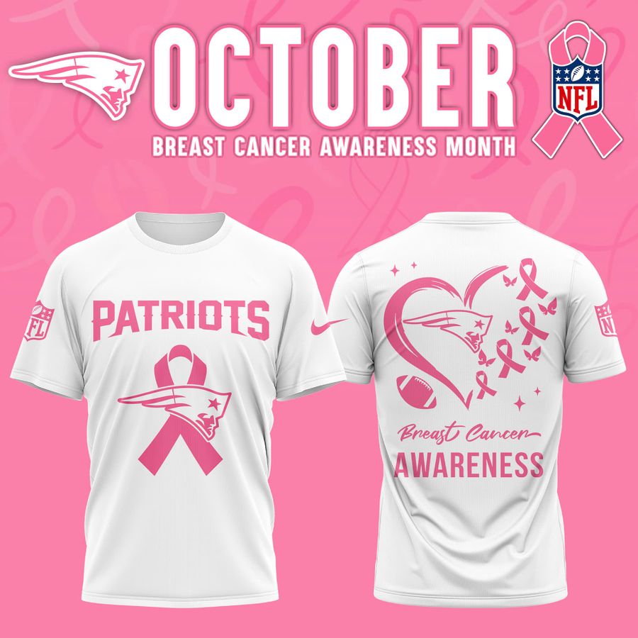 New England Patriots '' OCTOBER BREAST CANCER AWARENESS MONTH '' T-Shirt 2025
