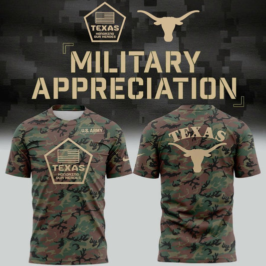 2025 Texas Longhorns Military Appreciation Camo T-Shirt