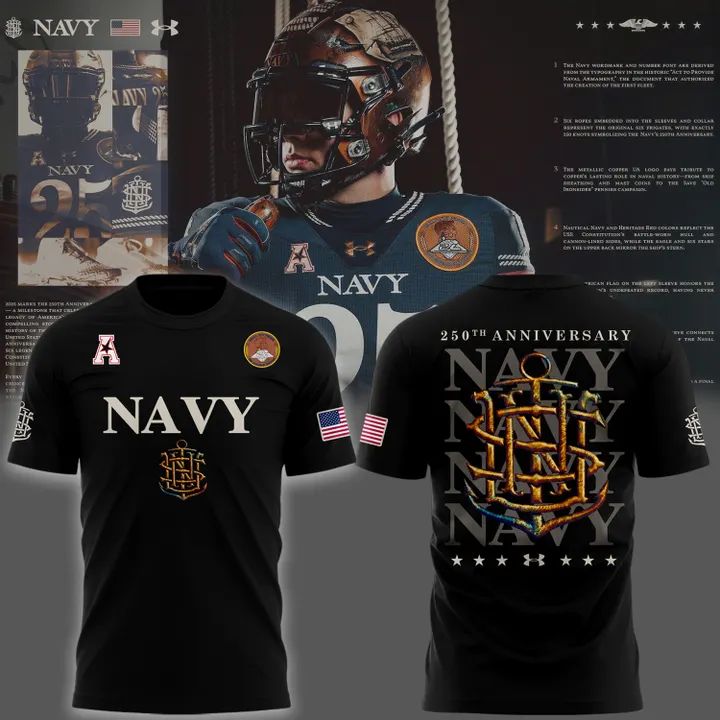Navy Midshipmen 250th Anniversary T-shirt black