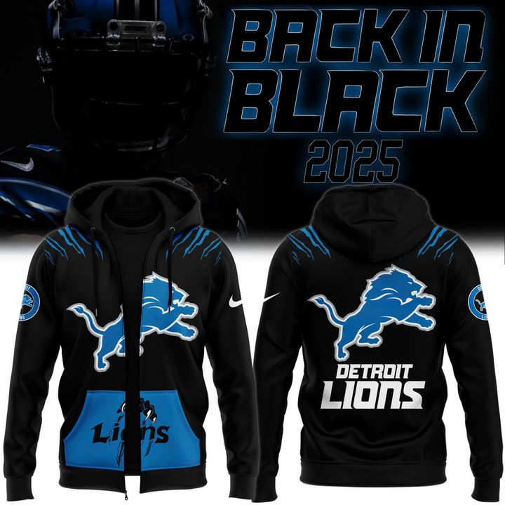 Men's Nike Back In Black Detroit Lions 2025 Zip Hoodie(V3)