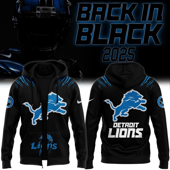 Men's Nike Back In Black Detroit Lions 2025 Zip Hoodie(V4)