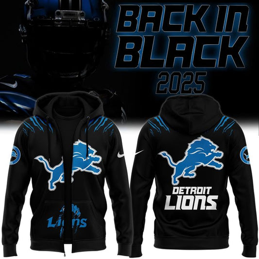Men's Nike Back In Black Detroit Lions 2025 Zip Hoodie(V4)