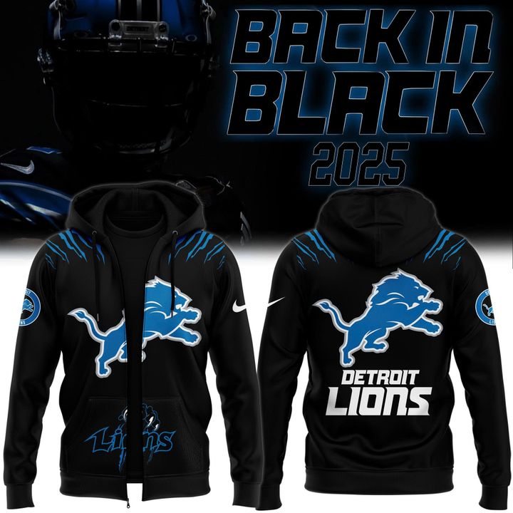Men's Nike Back In Black Detroit Lions 2025 Zip Hoodie(V5)