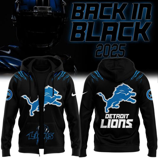 Men's Nike Back In Black Detroit Lions 2025 Zip Hoodie(V5)