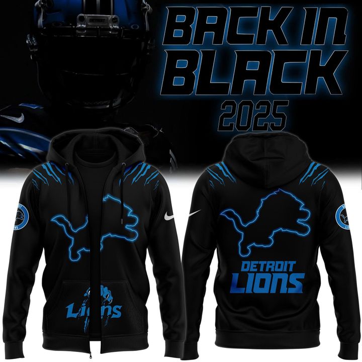 Men's Nike Back In Black Detroit Lions 2025 Zip Hoodie(V6)