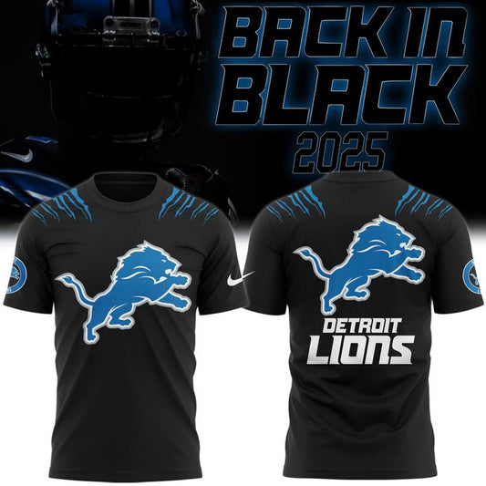Men's Nike Back In Black Detroit Lions 2025 T-Shirt(V3)
