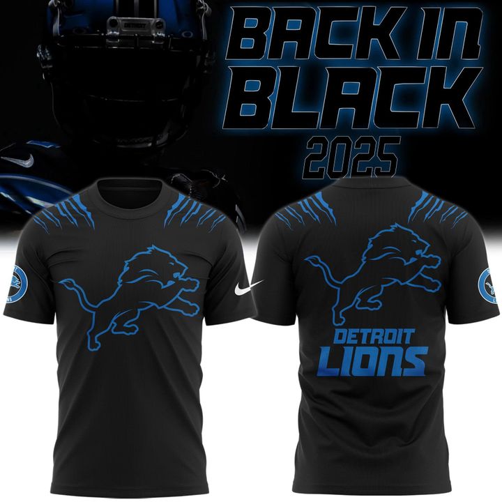 Men's Nike Back In Black Detroit Lions 2025 T-Shirt(V8)