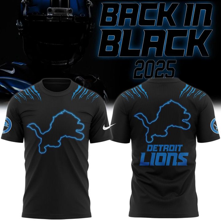 Men's Nike Back In Black Detroit Lions 2025 T-Shirt(V6)