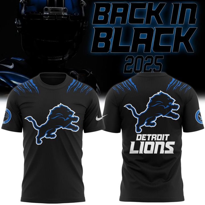 Men's Nike Back In Black Detroit Lions 2025 T-Shirt(V7)