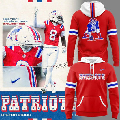 2025 Limited edition New England Patriots Throwback Logo Hoodie Red