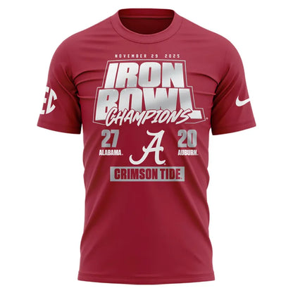 Men's Red Alabama Crimson Tide 2025 Iron Bowl Champions T-shirt