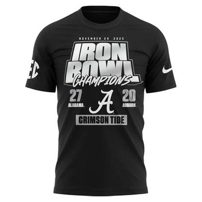 Men's Black Alabama Crimson Tide 2025 Iron Bowl Champions T-shirt