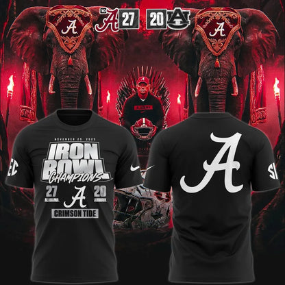 Men's Black Alabama Crimson Tide 2025 Iron Bowl Champions T-shirt