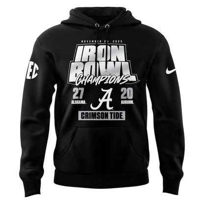 Men's Black Alabama Crimson Tide 2025 Iron Bowl Champions Hoodie