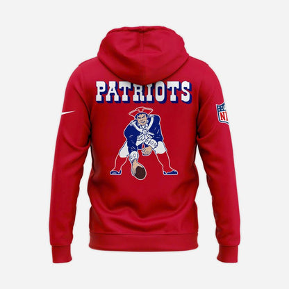 New England Patriots Throwback Historic Royal Pullover Hoodie-RED (v2)