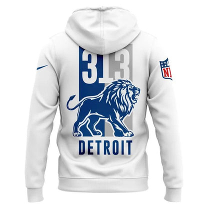 Men's White "Detroit Lions 313 Grit" Hoodie