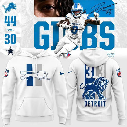 Men's White "Detroit Lions 313 Grit" Hoodie