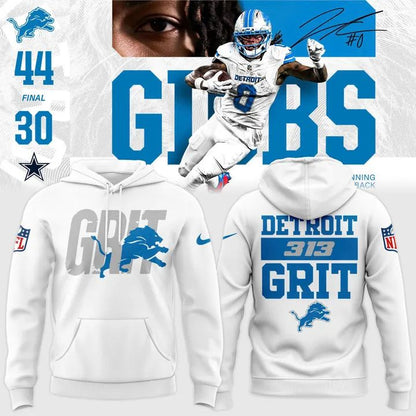 Men's White "Detroit Lions 313 Grit" Special Hoodie