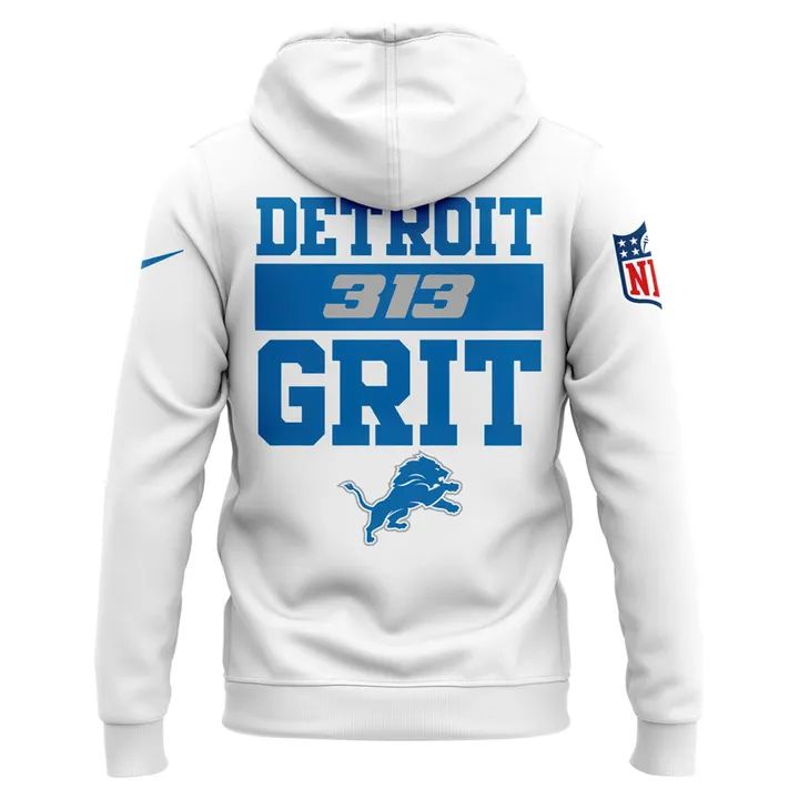 Men's White "Detroit Lions 313 Grit" Special Hoodie