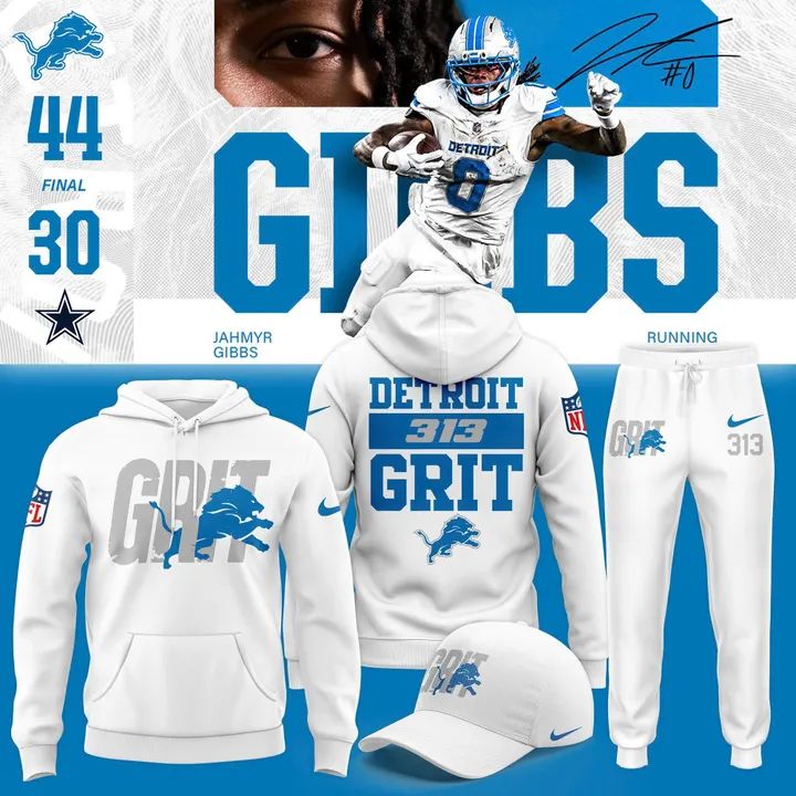 Men's White "Detroit Lions 313 Grit" Special Hoodie