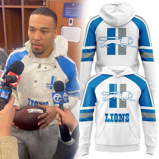Men's White Detroit Lions 1961 Logo Special Hoodie