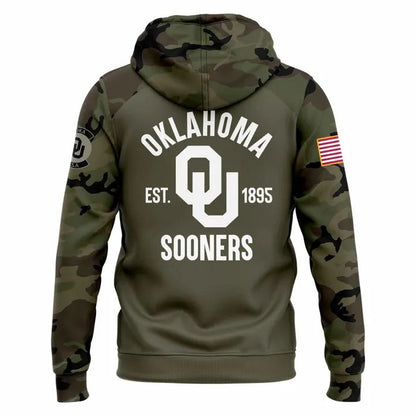Oklahoma Sooners football Military Appreciation 2025-2026 Raglan Hoodie