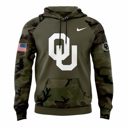 Oklahoma Sooners football Military Appreciation 2025-2026 Raglan Hoodie