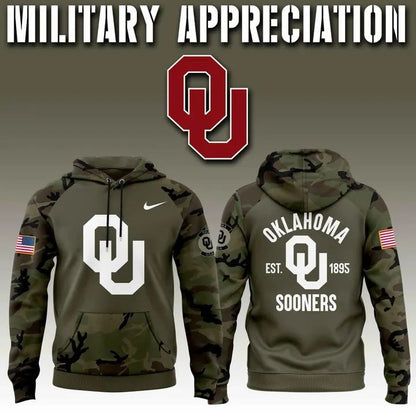Oklahoma Sooners football Military Appreciation 2025-2026 Raglan Hoodie