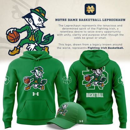Notre Dame Fighting Irish Under Armour Basketball Leprechaun Rival Fleece Hoodie (Green)